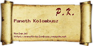 Paneth Kolombusz névjegykártya